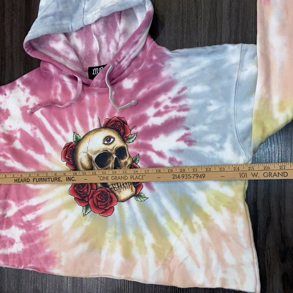 MBM GALLERY Crop Pastel Tie Die Skull Eye Roses Hoodie Marcos Alvarado Multi sz - Picture 5 of 10